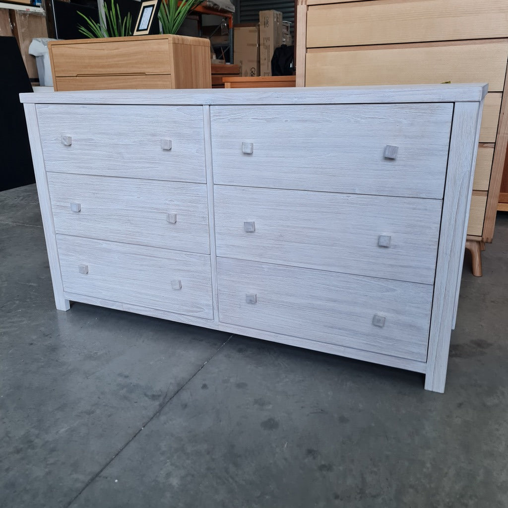 Lavato Whitewash 6-Drawer Dresser
