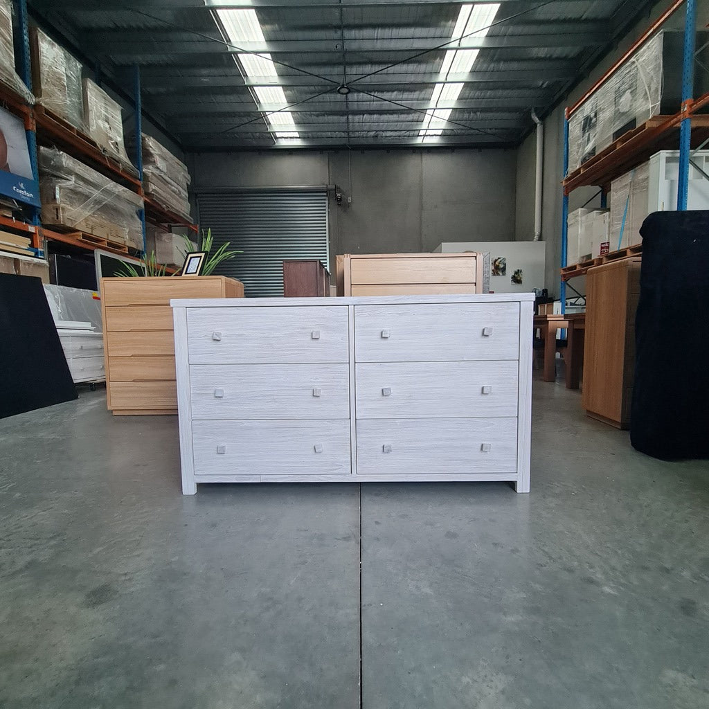 Lavato Whitewash 6-Drawer Dresser