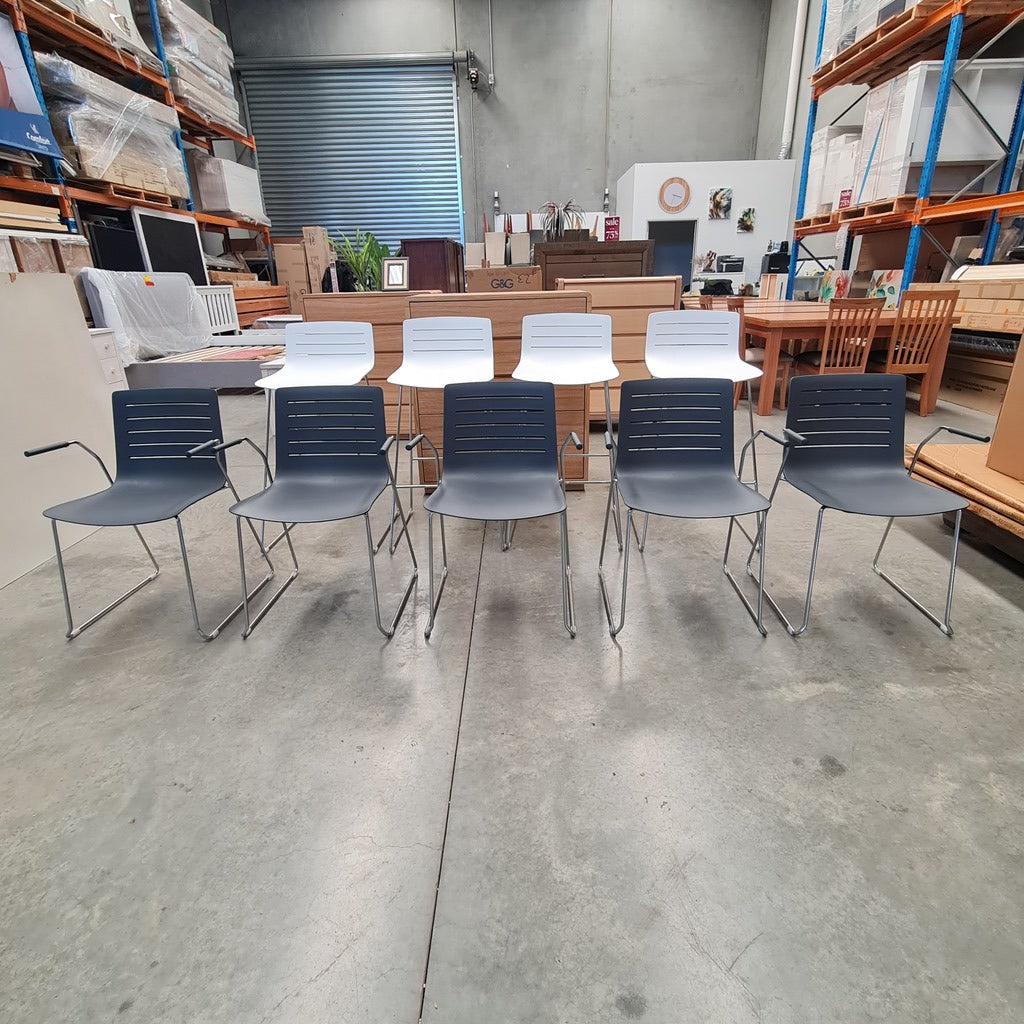 Set of 5 Modern Designer Sled-Base Chairs