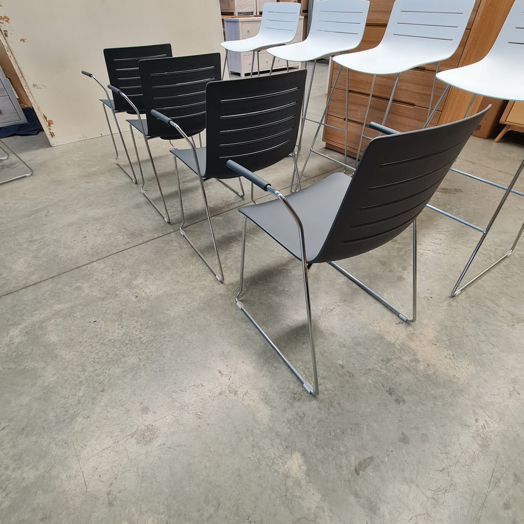Set of 5 Modern Designer Sled-Base Chairs
