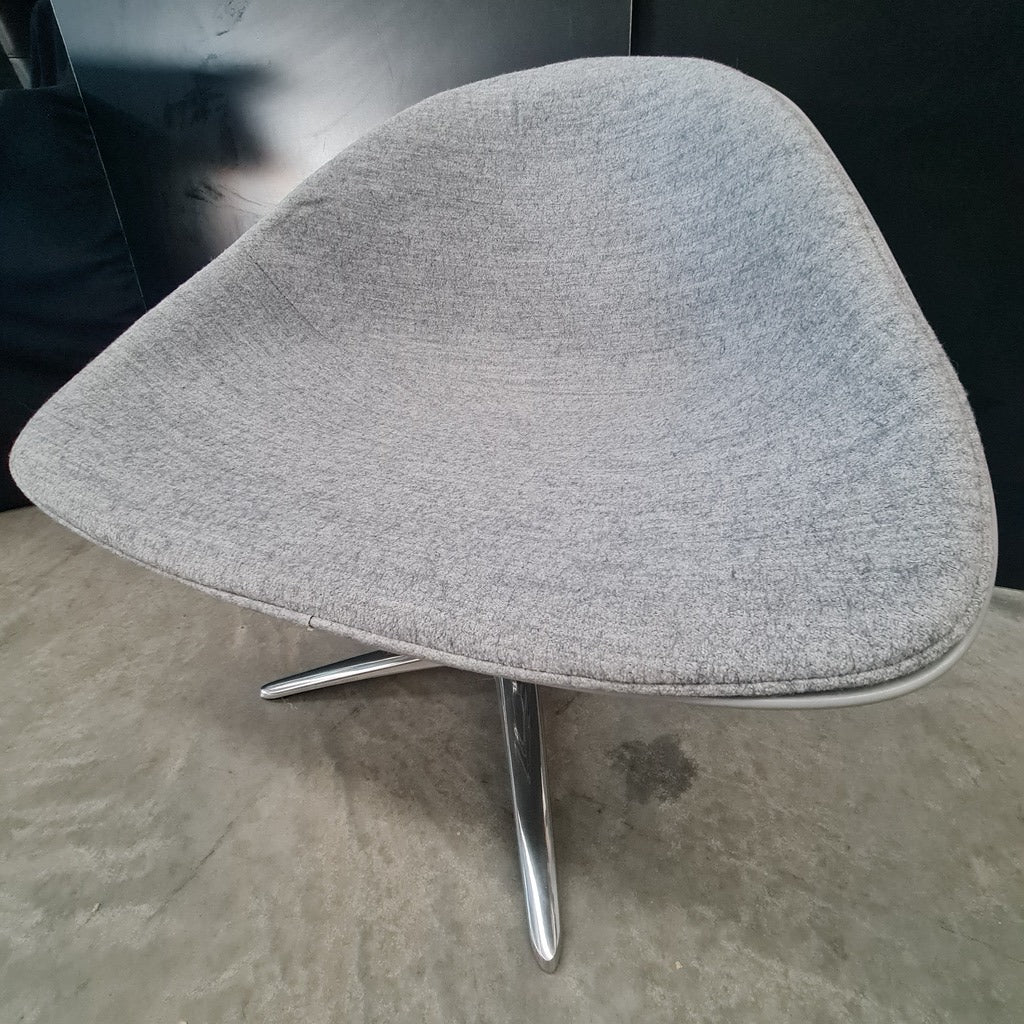 Modern Swivel Lounge Chair – Charcoal Grey Upholstery with Chrome Base