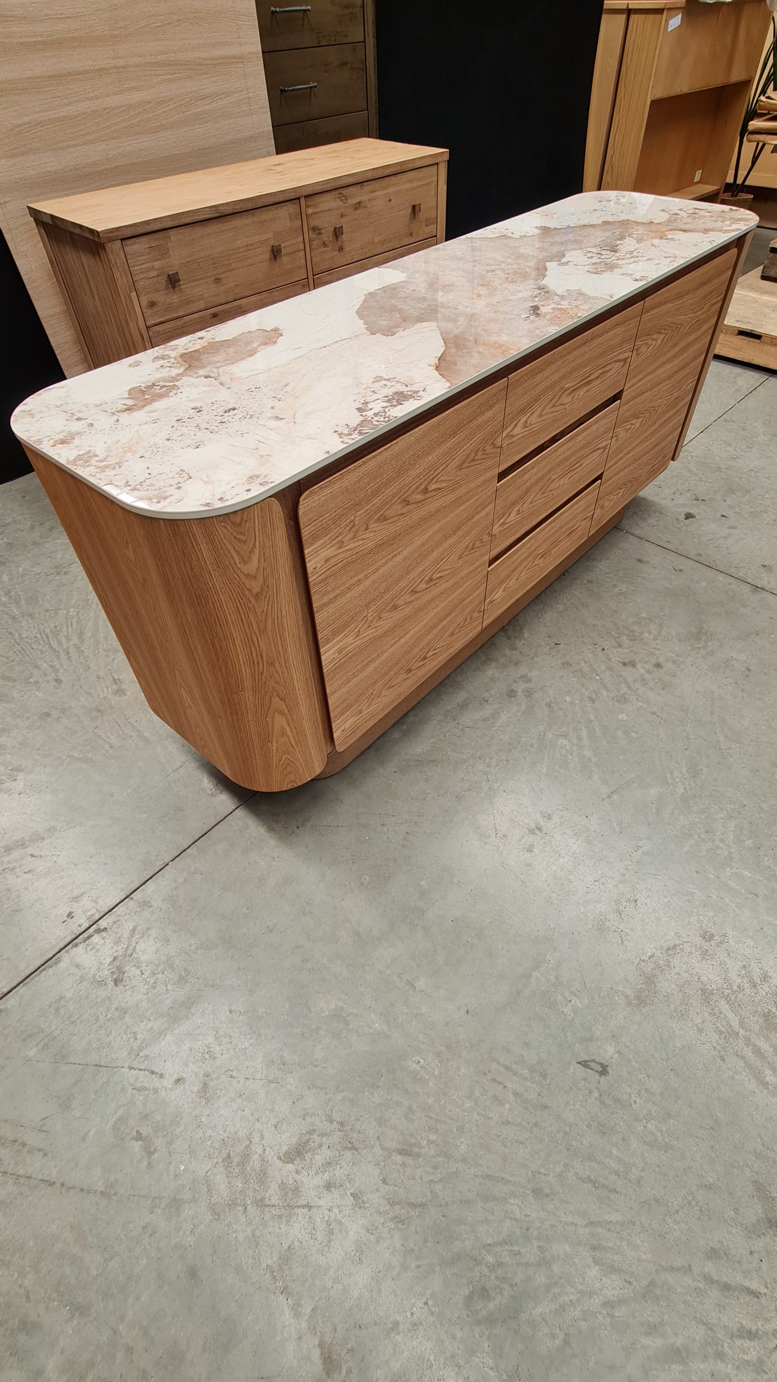 Modern Ceramic - Top Ash Veneer Sideboard