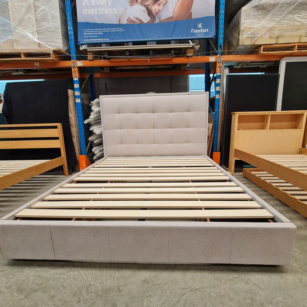 Light Grey-Cement Warwick Fabric 4 Drawer KING Storage Bed