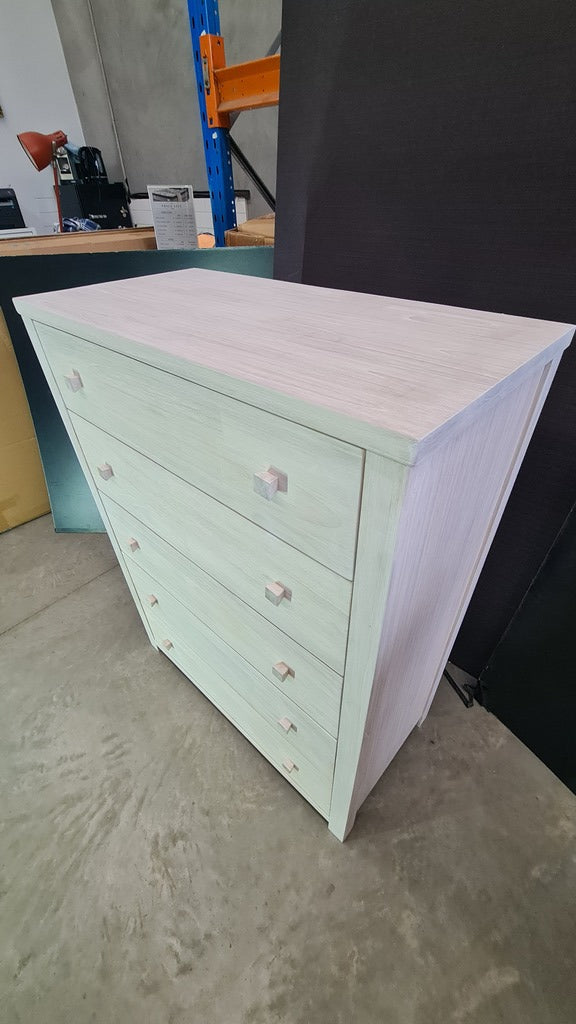 Lavato Whitewash 5-Drawer Tallboy
