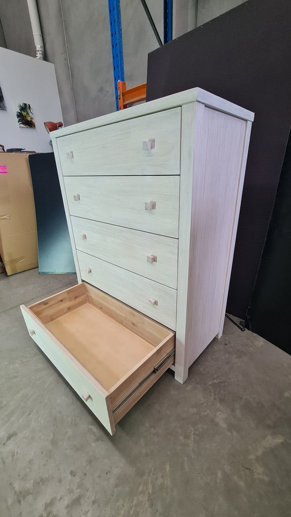 Lavato Whitewash 5-Drawer Tallboy