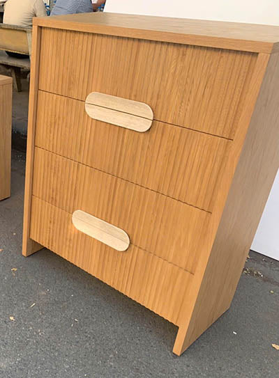 Travertine Vale Tallboy - Oak Natural Travertine Handles - ex-display sample furniture