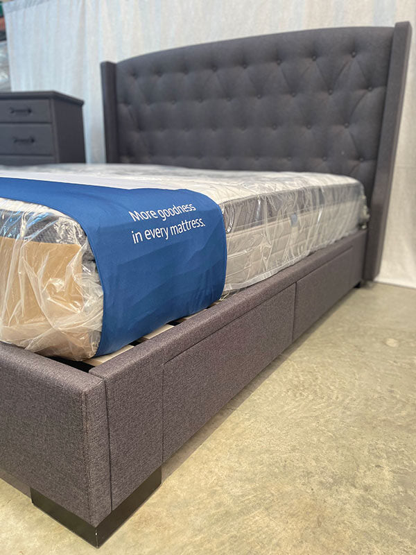 Slate Wingback 4-Drawer Storage Bed
