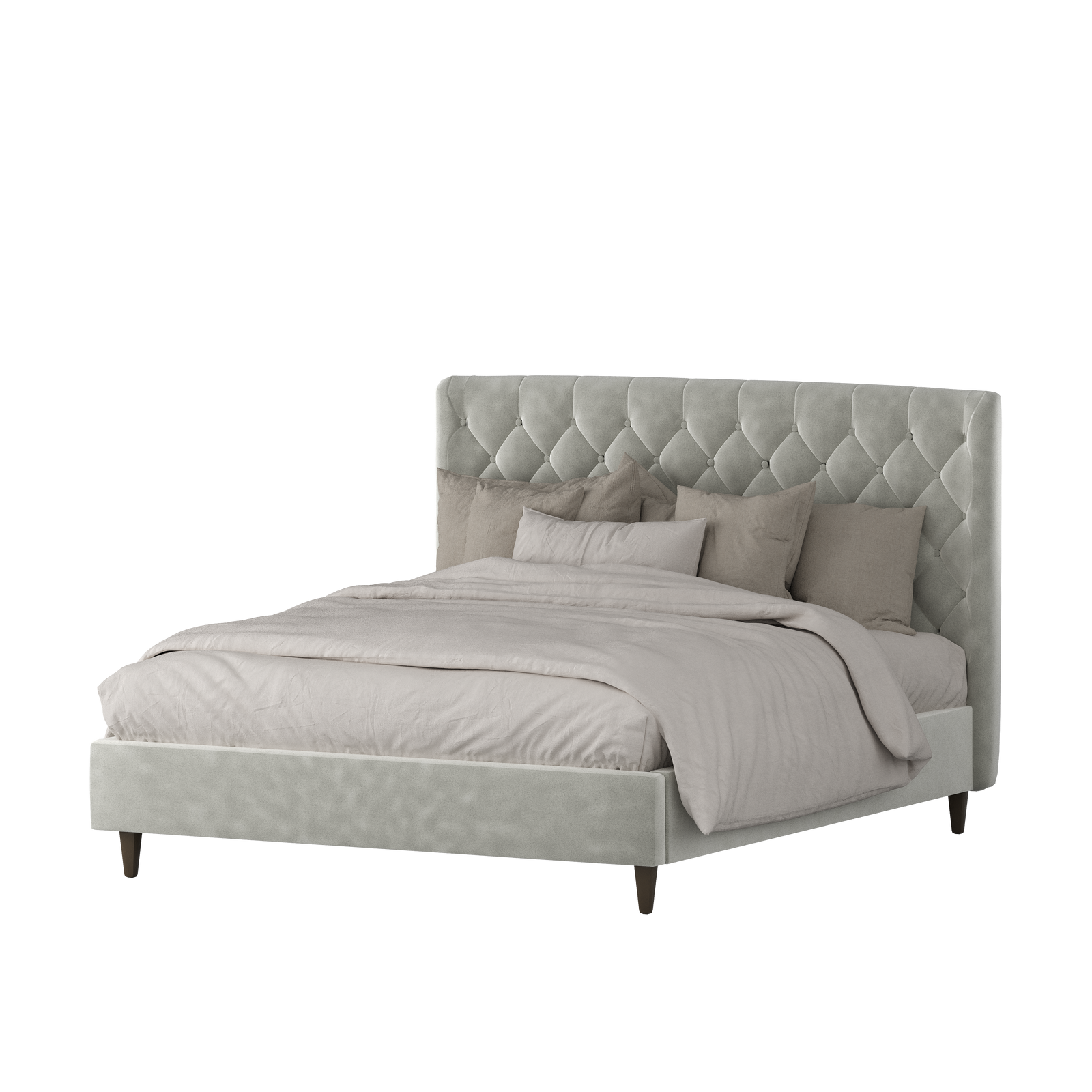 Velvet Dusk King Bed - Light Grey Velvet - clearance furniture
