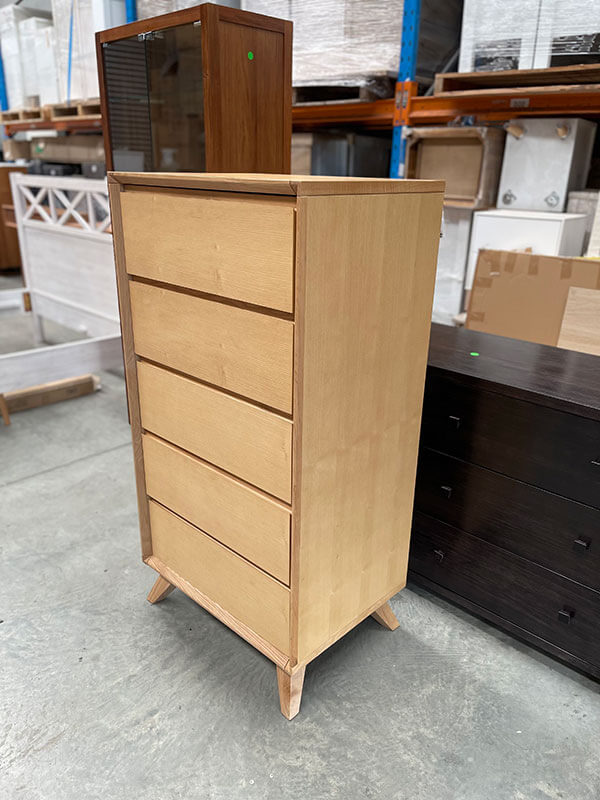 Ash Narrow 5-Drawer Tallboy