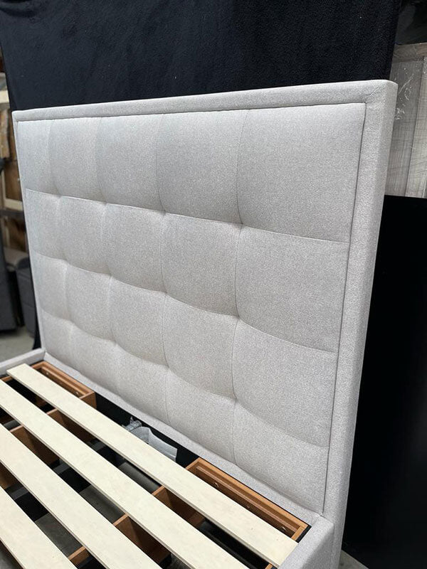 Queen 4 Drawer Storage Bed Warwick 'Cement' Fabric