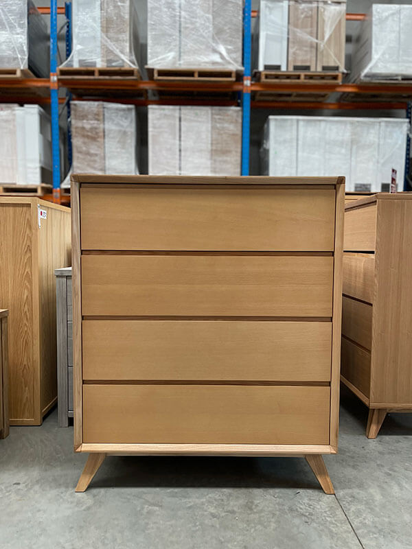 Ashwood Timber 4 Drawer Tallboy