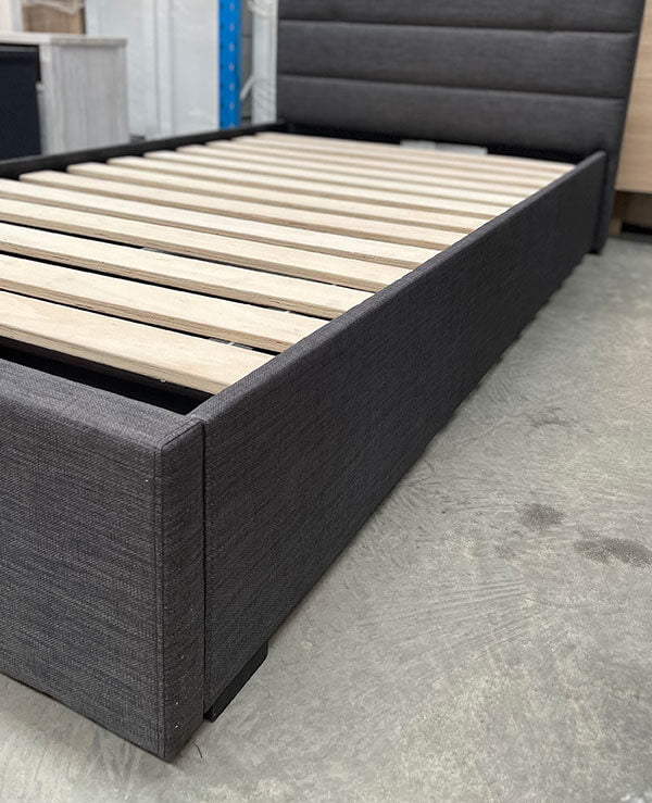 King Single Bed 1 Drawer Storage in Slate