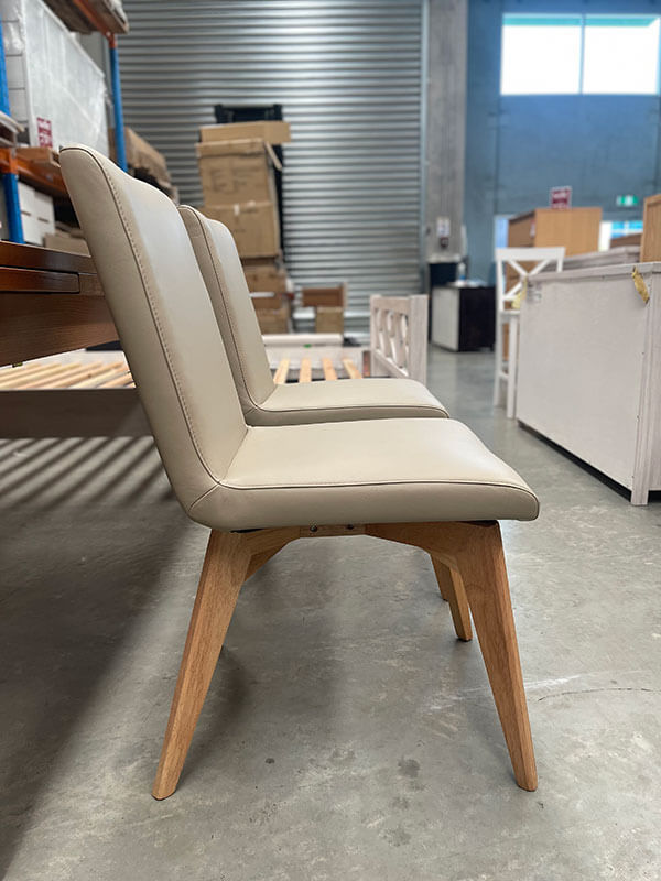Pair Genuine Leather Chairs in Mocha