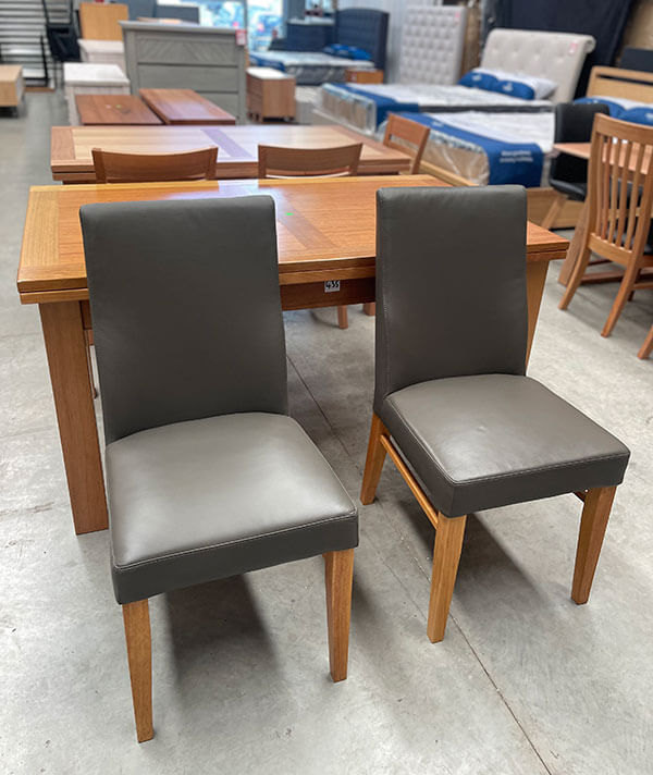 Astoria Grey Leather Dining Chairs (Set of 2)