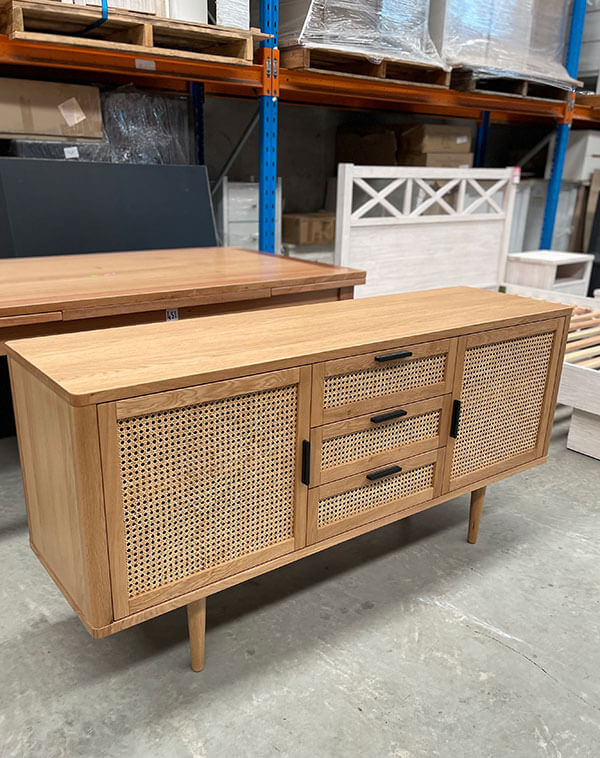 Rattan 3 Drawer 2 Door Buffet
