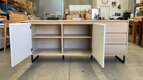 3 Drawer 2 Door Oak White Buffet
