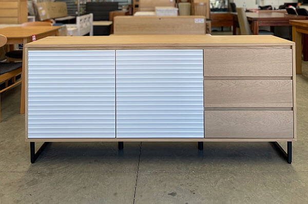 3 Drawer 2 Door Oak White Buffet