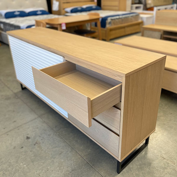 3 Drawer 2 Door Oak White Buffet