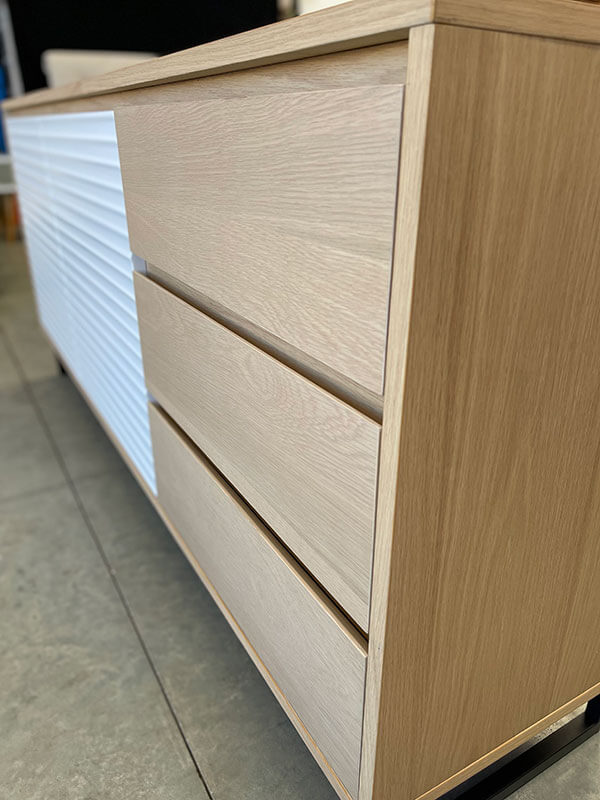 3 Drawer 2 Door Oak White Buffet