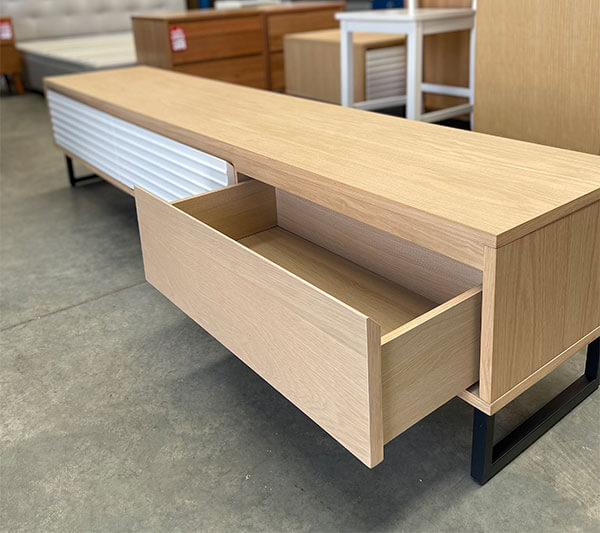 3 Drawer Oak White Entertainment Unit