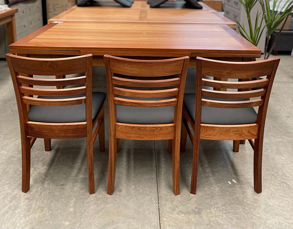 Set 6 x Tasmanian Blackwood Chairs w/ Black Vinyl Base