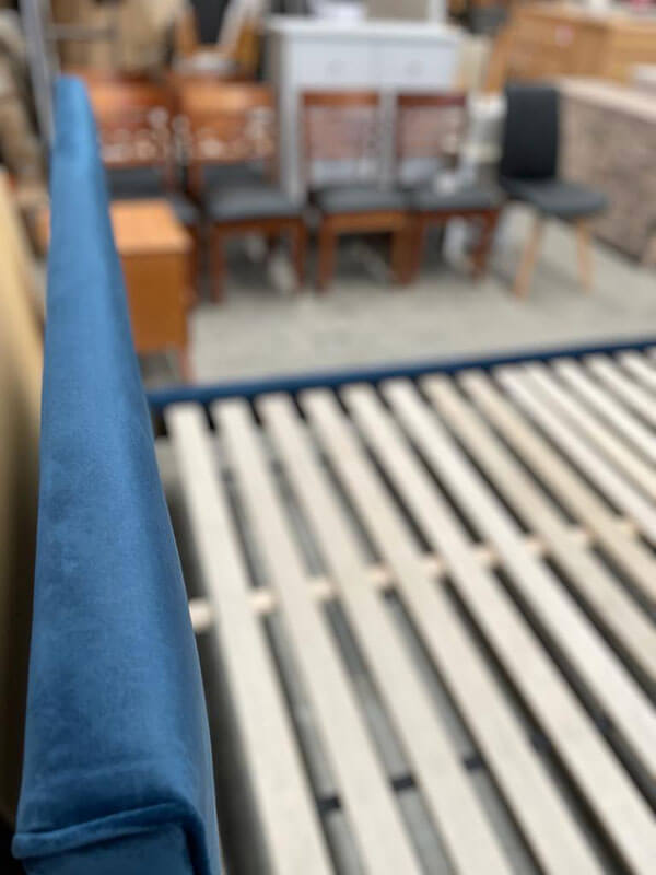 Queen Blue Velvet Tufted Bed