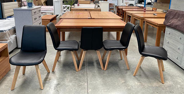 Genuine Leather Swivel Chairs (Set of 5) in Black