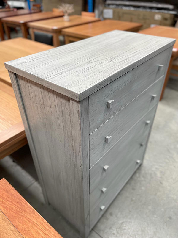 Bayside Greywash 5-Drawer Tallboy