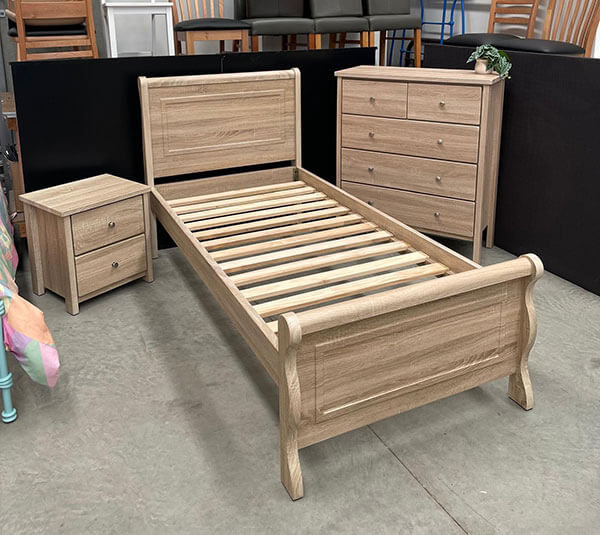 Light Oak 3-Piece Single Bed Set