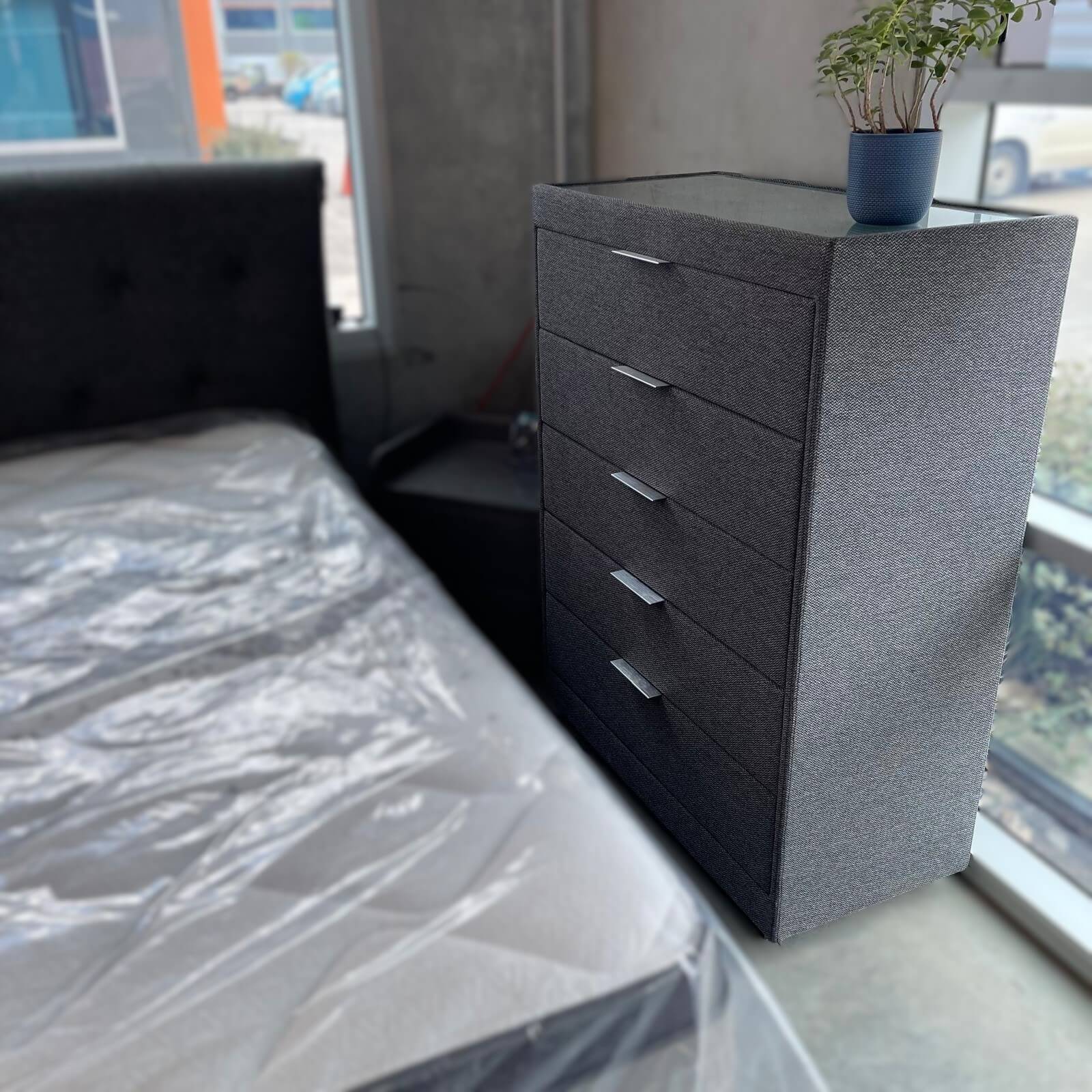 Luxe King Gas-Lift Bed w/ USB Bedside Tables & Tallboy Package