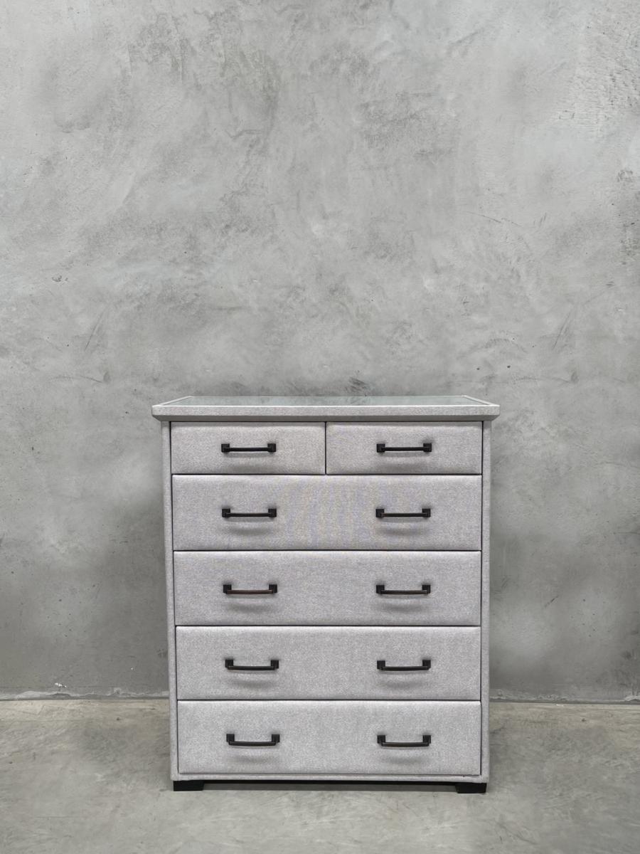Grigio Fabric 5-Drawer Tallboy