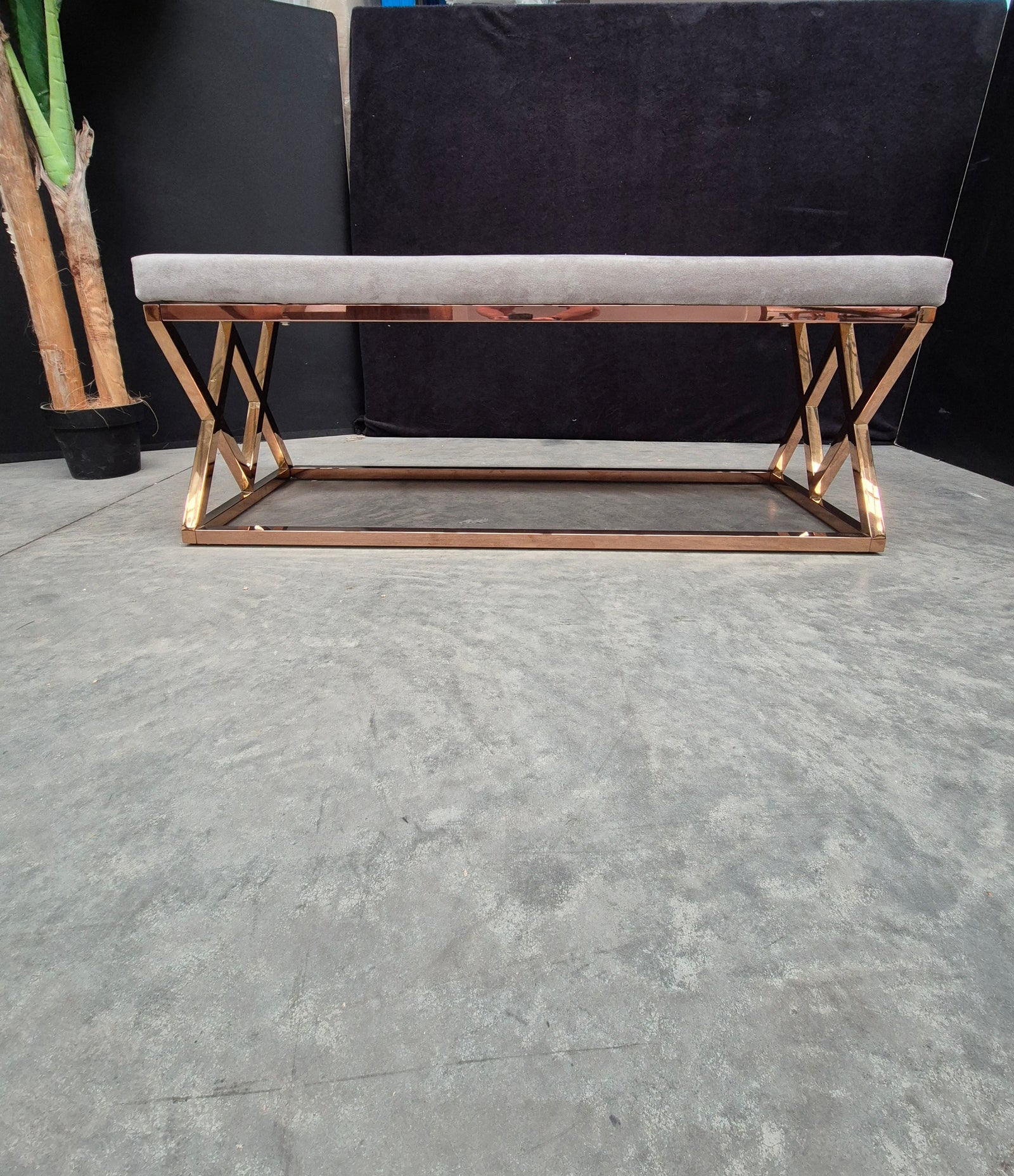 Rose Gold Upholstered Bedroom Bench