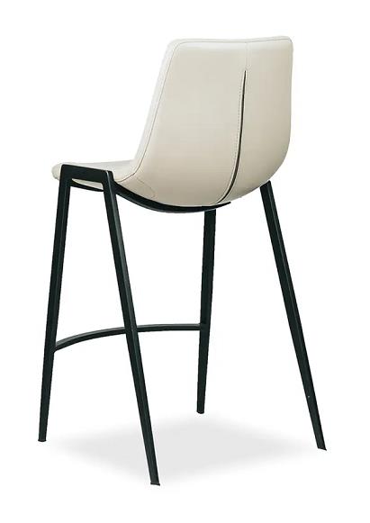 Neptune bar stool with black frame and white upholstery