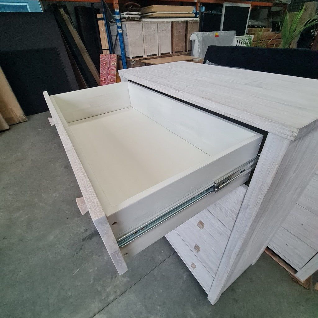 Lavato Whitewash 5-Drawer Tallboy