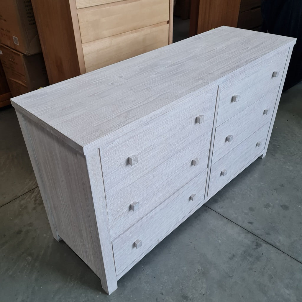 Lavato Whitewash 6-Drawer Dresser