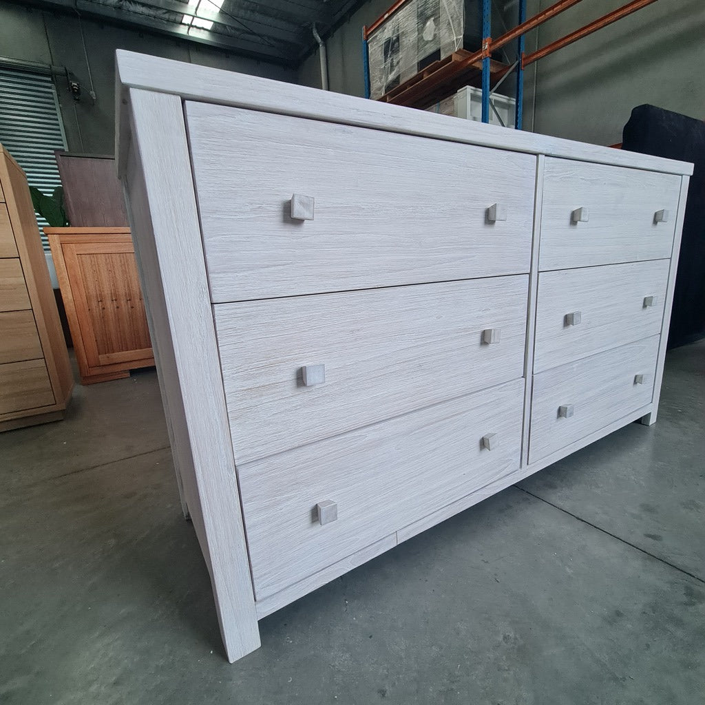 Lavato Whitewash 6-Drawer Dresser