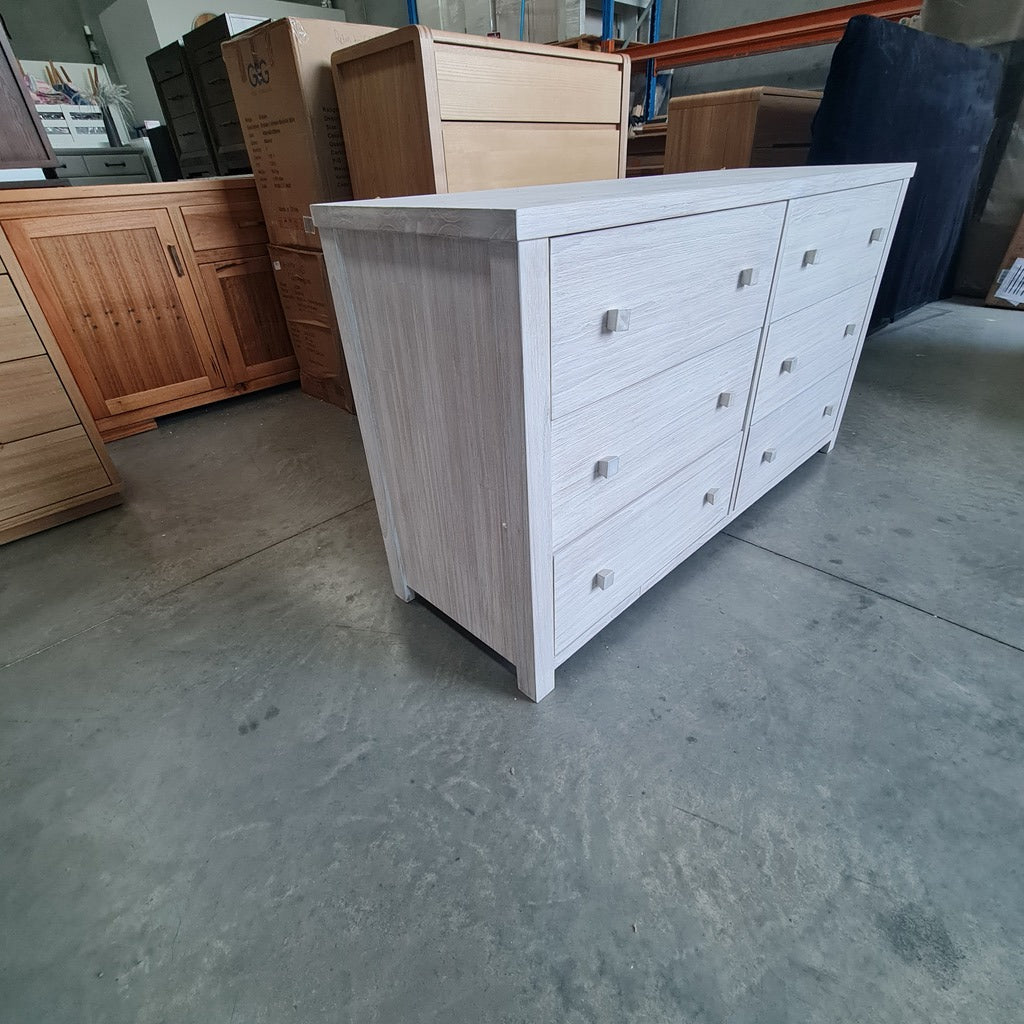 Lavato Whitewash 6-Drawer Dresser