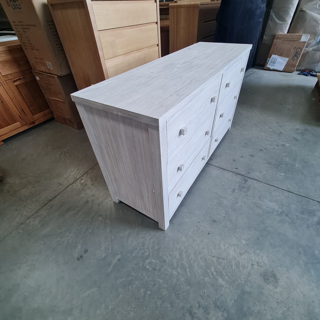 Lavato Whitewash 6-Drawer Dresser
