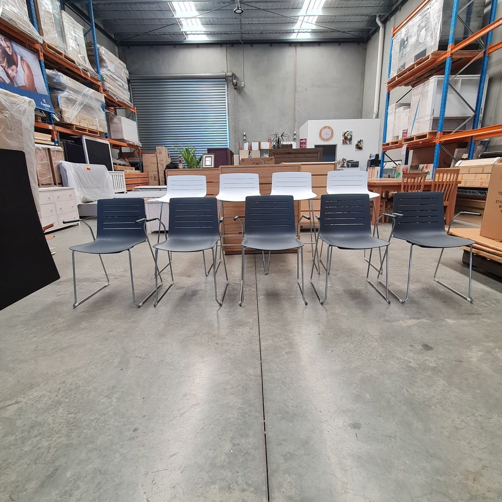 Set of 5 Modern Designer Sled-Base Chairs