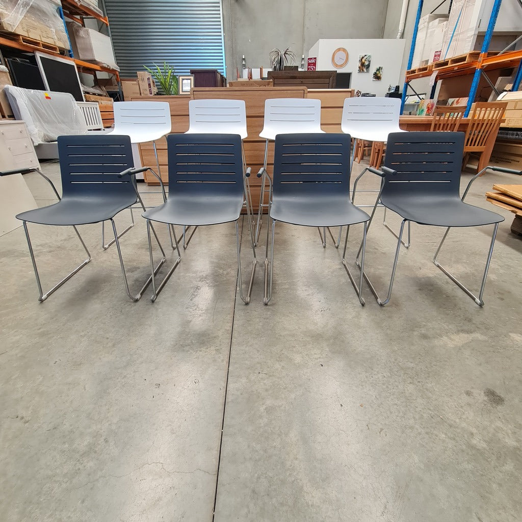 Set of 5 Modern Designer Sled-Base Chairs