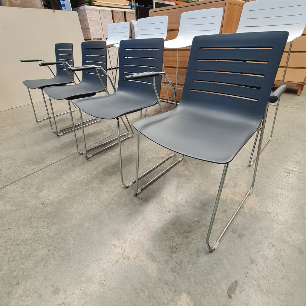Set of 5 Modern Designer Sled-Base Chairs