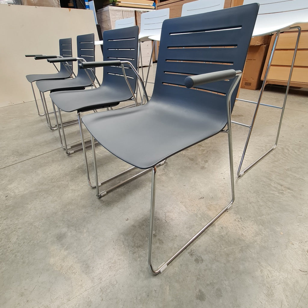 Set of 5 Modern Designer Sled-Base Chairs
