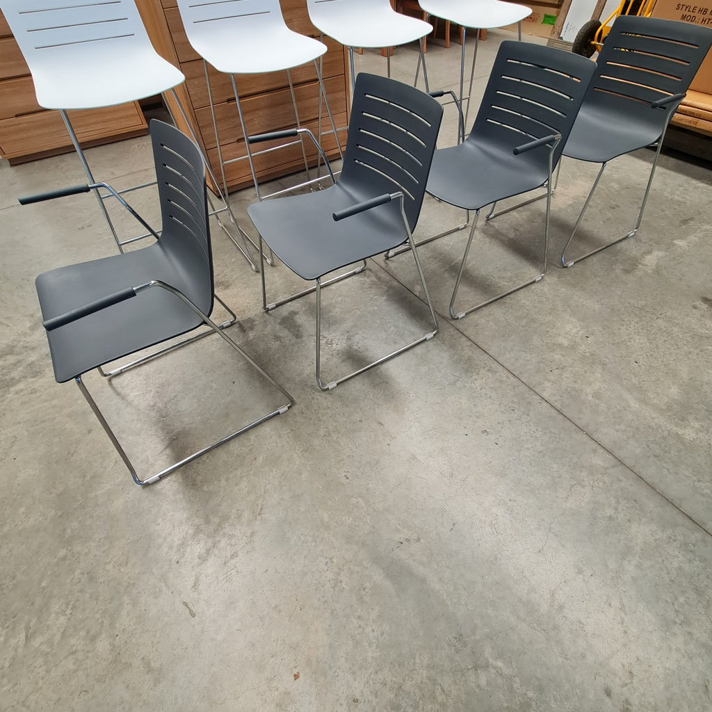 Set of 5 Modern Designer Sled-Base Chairs