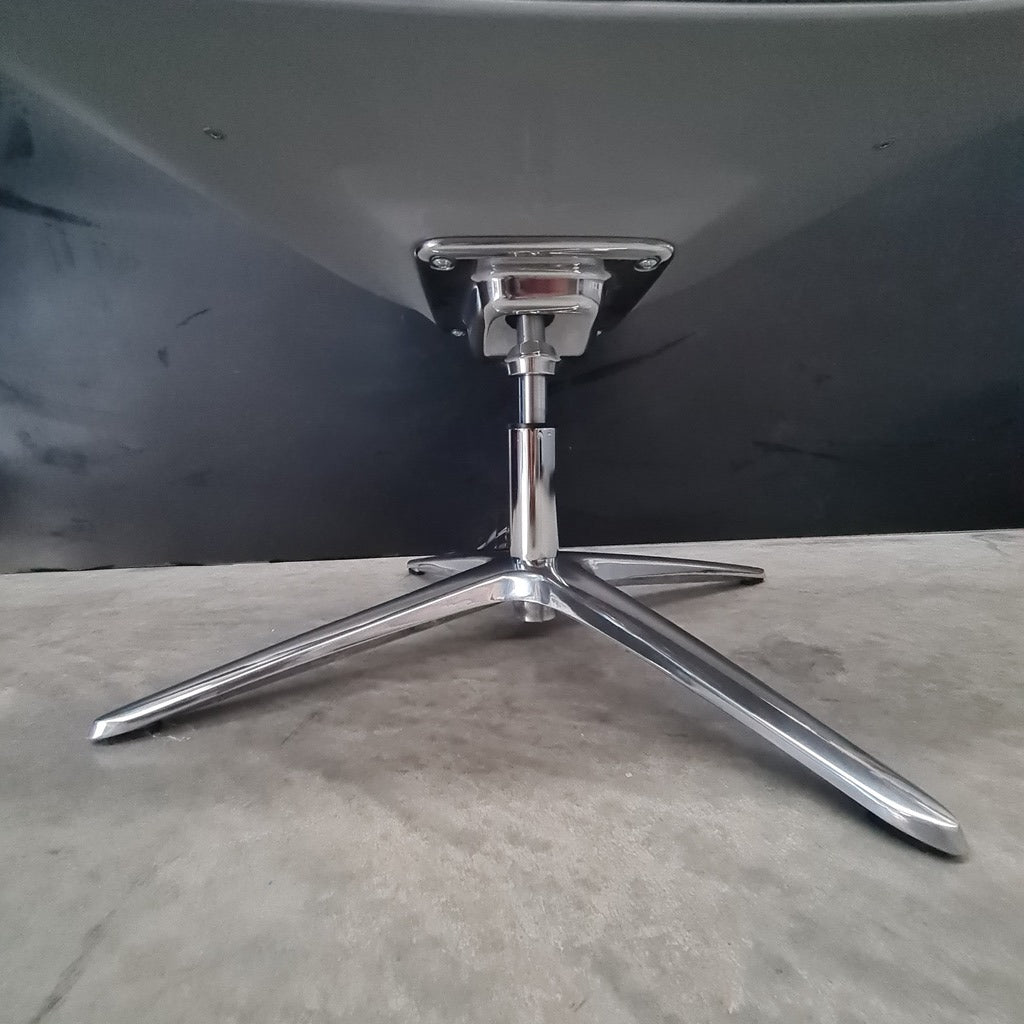 Modern Swivel Lounge Chair – Charcoal Grey Upholstery with Chrome Base