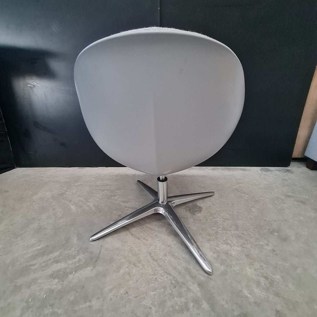 Modern Swivel Lounge Chair – Charcoal Grey Upholstery with Chrome Base