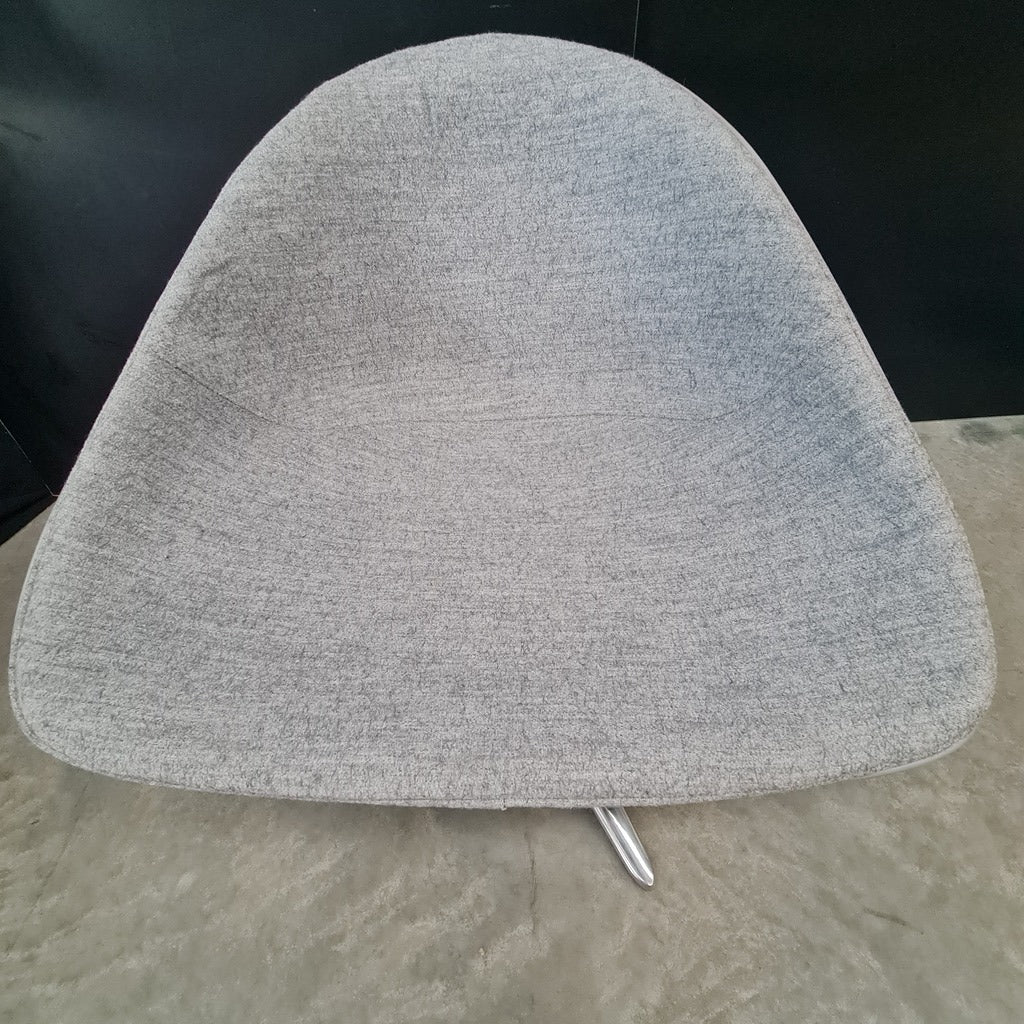 Modern Swivel Lounge Chair – Charcoal Grey Upholstery with Chrome Base