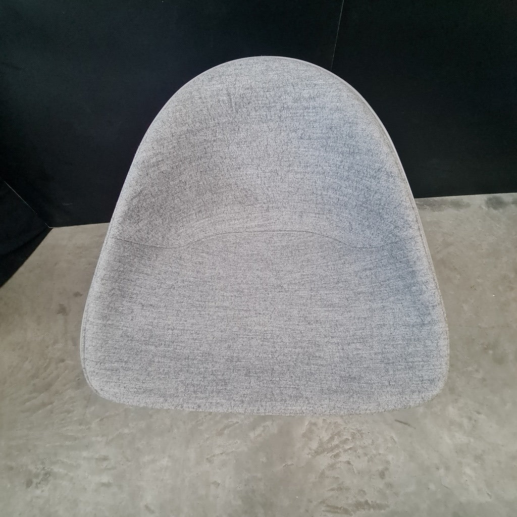 Modern Swivel Lounge Chair – Charcoal Grey Upholstery with Chrome Base