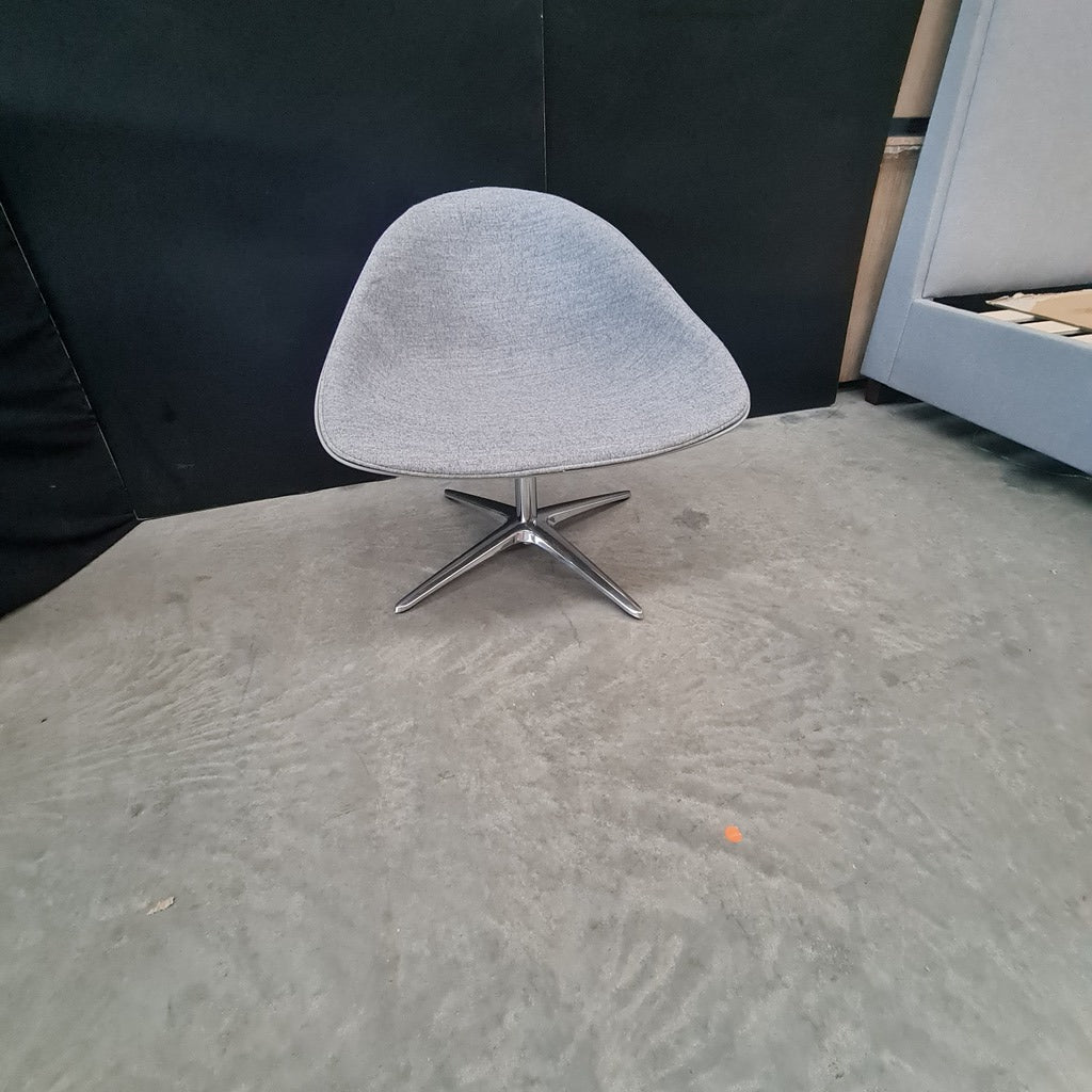 Modern Swivel Lounge Chair – Charcoal Grey Upholstery with Chrome Base