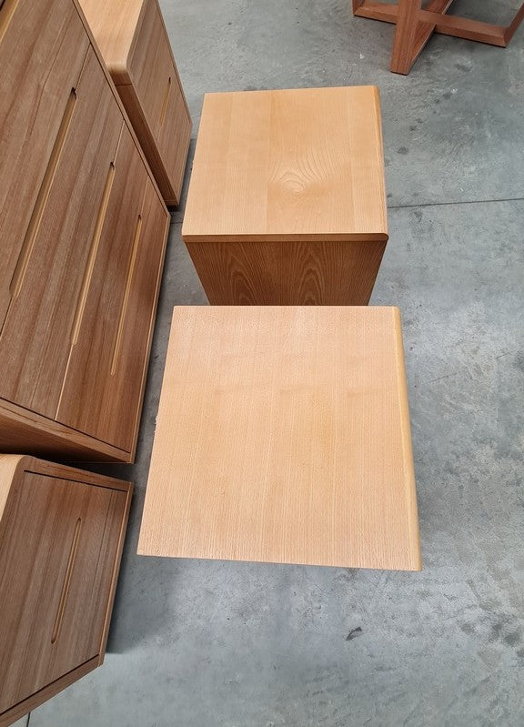 Modern Ash Timber Bedside Tables with Striking Black Accents