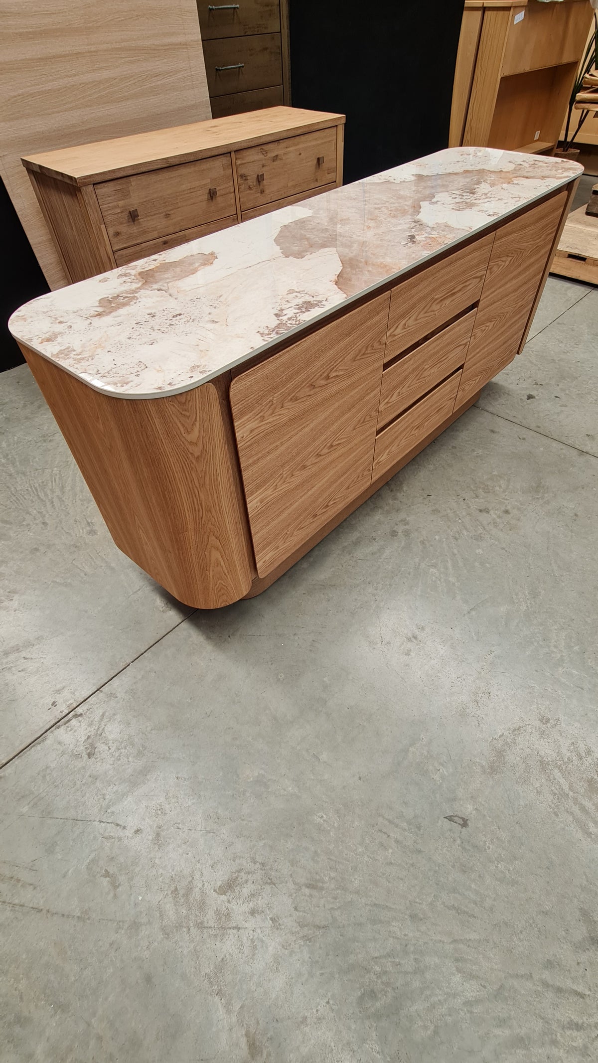 Modern Ceramic - Top Ash Veneer Sideboard